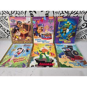 Lot of 6 DISNEY LITTLE GOLDEN BOOKS Paw Patrol Ninja Turtle Bubble Guppies DC
